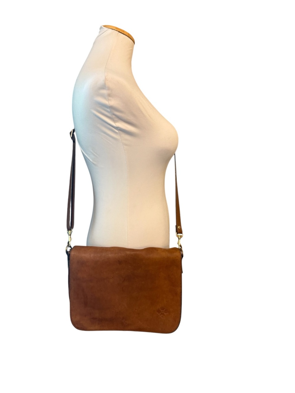 Patricia Nash Vito Leather Crossbody or shoulder Bag in Cognac Brown